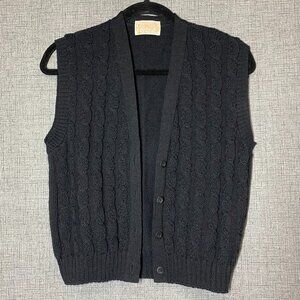 Vintage Black Pendleton Wool Vest Cardigan Size Medium EUC